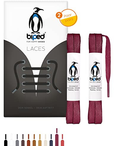 biped LACES 2 paia di lacci cerati piatti - in cotone 7 mm - lacci antistrappo per scarpe in pelle, stivali, scarpe casual e da lavoro z2916(#38 bordeaux,120 cm)