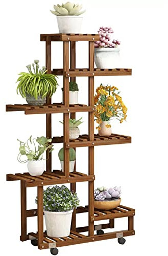 SXBHDM Soporte para Plantas con Ruedas Interior Alto Soporte para macetas Grandes Soporte de exhibición Estantes para Plantas Estante para Flores Maceta de Escalera de Esquina