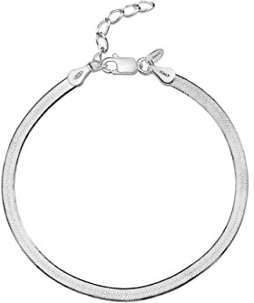 Amberta Bracelet Maille Serpent Plate en Argent Sterling 925 pour Femme: Bracelet Femme Argent 3 mm 20 cm