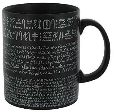 Rosetta Stone Design - Ceramic Tea/Coffee/Hot Chocolate Mug/Cup - Matt Black - 9 cm