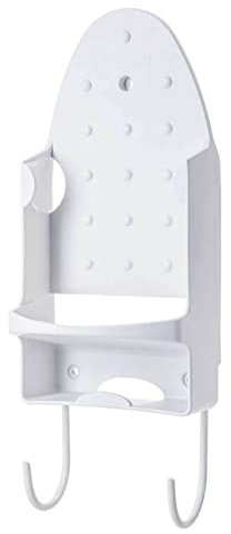 Soporte De Hierro, Soporte Tabla Planchar Soporte para Plancha Colgador De Tabla De Planchar Ensanchado Montado En La Pared Organizador De Hierro Eléctrico con Ganchos para Armario De Hotel (White)