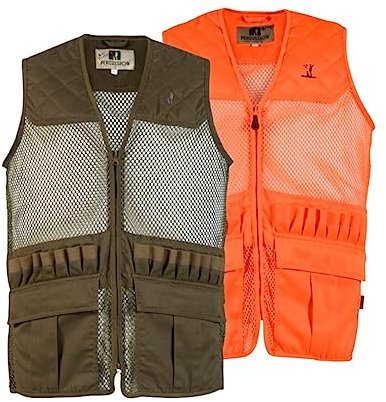 STEIGER Schießweste mit Mesh Tontauben Sportschützen leichte Warnweste Drückjagd Treibjagd Hasentasche Weste Grün oder Orange (as3, alpha, m, regular, regular, Signalorange)