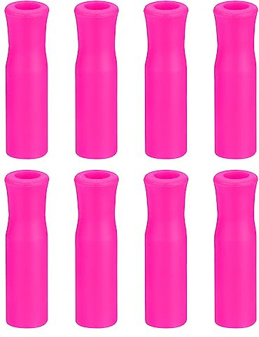 sourcing map 8pcs Silicone Straw Tips, Metal Straw Covers, Soft Reusable Straws Tips Fit for 1/3 Inch(8mm) OD Stainless Steel Straws, Pink