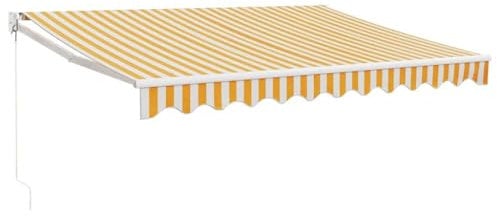 vidaXL Toldo retráctil Aluminio y Tela Amarillo y Blanco 3,5x2,5 m