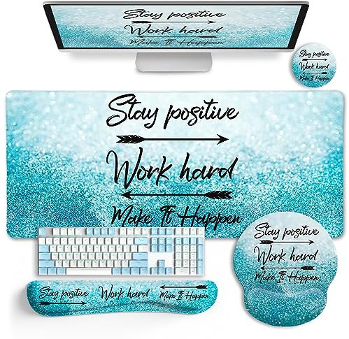 LIMKRIAN Tapis de souris de jeu XXL avec repose-poignet, repose-poignet ergonomique, repose-poignet pour clavier, sous-verre, accessoires de bureau à domicile, fournitures de décoration, rester