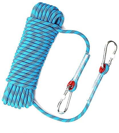 NEZIH Outdoor Static Climbing Rope 10Mm Nylon Safety Escape Rope 10-100M,Multifunctional Rope/Blue/50M