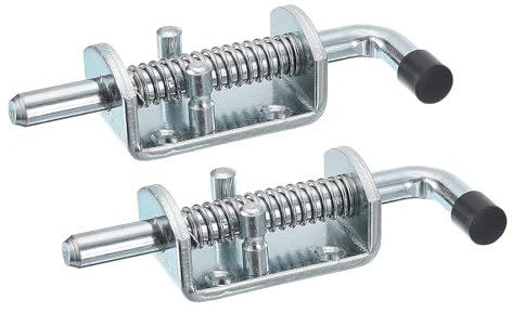sourcing map Barrel Bolt Latch, 2Pcs 12x135mm - Carbon Steel Galvanized Spring Loaded Gate Latch Pin, Sliding Door Lock for Trailer Doors Cabinets Chests Tailgate (Silver)