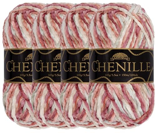 BambooMN JubileeYarn Chenille Yarn - Worsted Polyester - 100g/Skein - Shambala - 4 Skeins