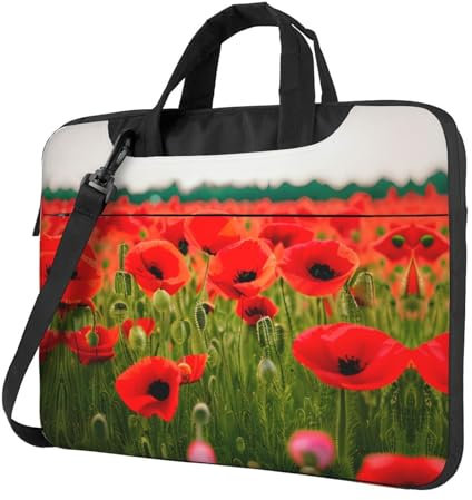 Red Birds Laptoptasche – vielseitige und praktische Laptop-Computer-Aktentasche mit vollständigem einseitigem Druck, Poppy Flowers Vivid Petals, 13 inch