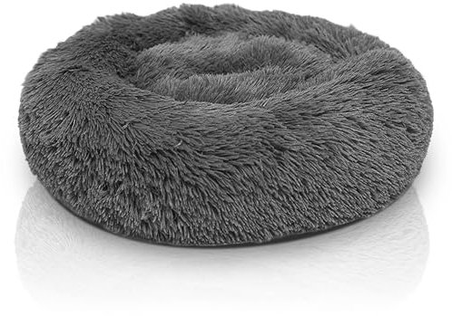 DEFACTO Hundebett, Hundekissen in Leinenoptik, Hundekorb, erhöhte Ränder, rutschfeste Unterseite Dia (Anthrazit, Gr.L - 70cm x 70cm)