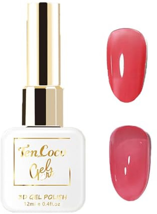 Jelly Gel Nail Polish, Sheer Red Jelly Gel Polish Set, Soak Off UV LED Translucent French Manicure Nude Builder Gel For Nails, 15ML Each Red Pink Nail Polish for DIY Manicure Home