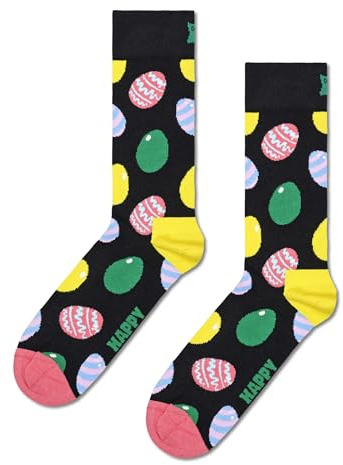 Happy Socks, Crew Socks, Food Themed Socks for Men and Women, Eggs Sock, Size 36-40