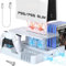 Juseisin for PS5 Controller Charging Station with Cooling Fan & Game Card Holder - 3-Speed Cooling Base for PS5/PS5 Slim/Pro Consoles, Dual Fast Charge Dock, Includes 6A USB-C Cable