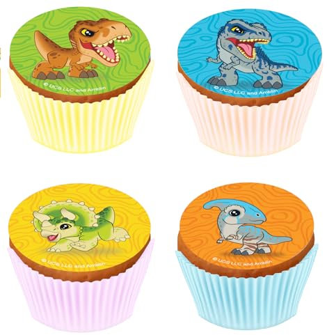 Kardasis Jurassic World Cupcake Topper Muffin Décoration | Topper comestible pour gâteaux Et Cupcake | Décoration de gâteau pour l'anniversaire thème Jurassic World | 5,3cm + 12 pièces