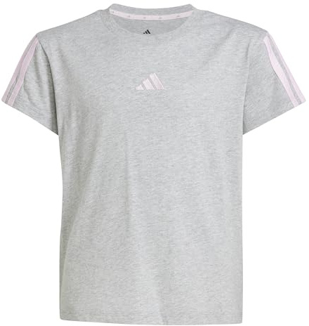 adidas Mädchen Essentials T-Shirt, medium Grey Heather/Clear pink, 9-10 Years