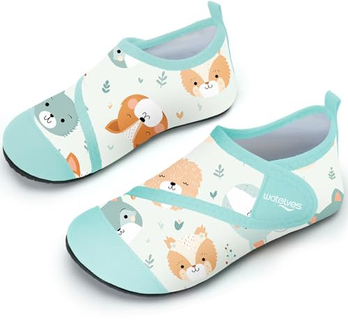 Badeschuhe Strandschuhe Schwimmschuhe Wasserschuhe Junge Baby Aquaschuhe Schnell Trocknend Barfuss Schuh für Kinder Beach Pool（Hund Grün 26/27）