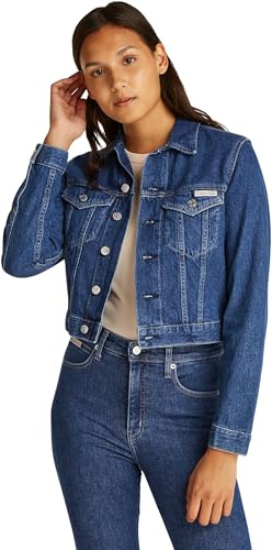 Calvin Klein Damen Jeansjacke Cropped 90'S Denim Trucker mit Brusttaschen