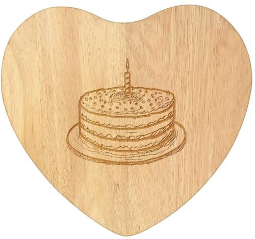 Azeeda 'Birthday Cake ' Wooden Heart Shaped Chopping/Cutting Board (WB00079494)