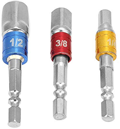 Adaptateur de Douille en Acier au Chrome Vanadium 1/4'', Jeu d'adaptateurs de Douille 3/8'' 1/2'' à Tige Hexagonale vers Adaptateur de Barre d'extension Carrée