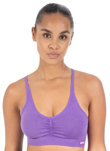 SMILODOX Sport BH Damen Batik Scrunch Icon, Shaped Fit, Blickdicht Push Up BH, V-Ausschnitt BH ohne Bügel, herausnehmbare Cups, verstellbare Träger Bustier, Yoga, Fitness & Training