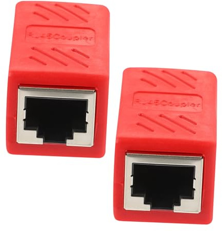 MOLUCKFU Rj45 Ethernet Kupplung Weiblich Weiblich für Cat5 und Cat5e | 2 Stück, Rot, Abs Zinklegierung, Plug And Play Montage, Flexibel und Bruchsicher