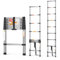 2.6m/8.5FT Stainless Steel Lightweight Extension Ladder with Automatic Locking,Non-Slip Feet,Load 150kg/330lb,Multi-Purpose Collapsible Ladder for Household and Outdoor Working