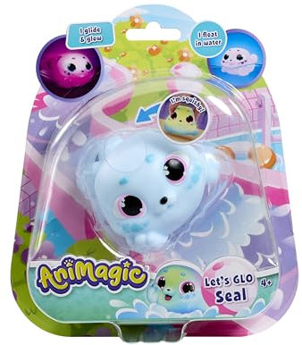 ANIMAGIC - Let's Glo Seal – Blau - Kleines Süßes Interaktives Robbe Kuscheltier Für Kinder ab 4 Jahren, Flexibles & Dehnbares Material, Sensorik Spielzeug, Geburtstagsgeschenkidee