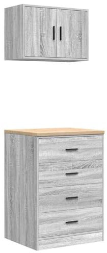 vidaXL Armarios 2 uds para garaje madera ingeniería gris sonoma