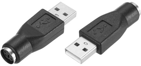 sourcing map 2 Pcs PS/2 to USB Port, PS/2 to USB Adapter PS/2 Female to USB Male Adapter for Wired Mouse Keyboard Desktop PC Laptop Notebook, Black