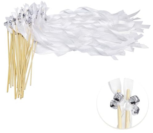 Herbst Wedding Wands mit Große Glocke und Hochzeitsbändern 30 Stück, Weiss Spalier Hochzeit Standesamt überraschung für Hochzeiten, Geburtstage, Weihnachten, Partys Feiertagsfeiern Verwendet (Weiß)