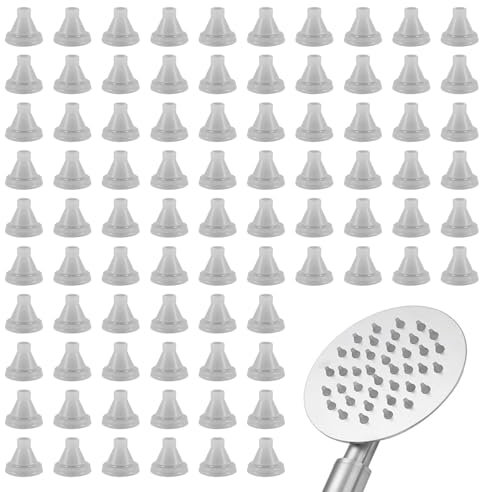 SYEYCW 100 Pezzi Soffione per Ugelli in Silicone, Beccuccio per Ugello, Ugelli di Ricambio Soffione, Beccuccio per Irrigatore Punte Rotonde Parti di Riparazione, per Diametro del Foro Fit 4mm, Grigio