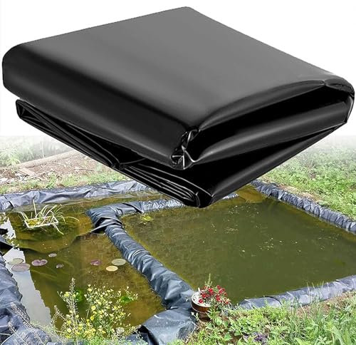 HFVUYAR Revestimiento Negro para estanques | Membrana para estanques de Peces Grandes (2 x 3 m, 4 x 5 m, 5 x 6 m, 7 x 8 m, 8 x 10 m, 10 x 12 m) | Revestimiento Duradero de HDPE para estanques de koi