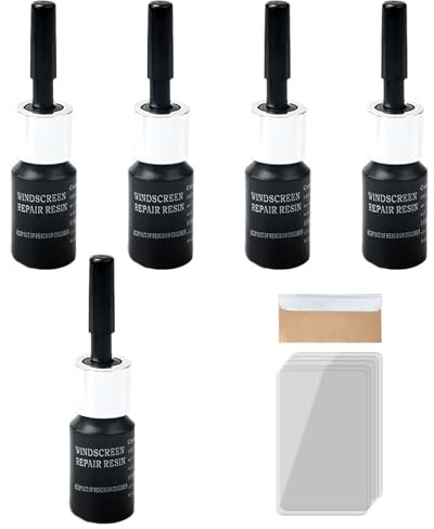 Cutiolly Kit Reparation Pare Brise,5pcs Kit Réparation Verre Fissuré,Kit Reparation Pare Brise Voiture,Kit Réparation Débris et Fissures Pare-Brise Voiture,pour Craquelures,Rayures,Trous