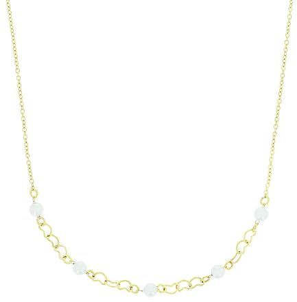 Amor Kette mit Anhänger Edelstahl Damen Halsschmuck, mit Glasperle, 42+3 cm, Weiß, Herz, Kommt in Schmuck Geschenk Box, 2040000