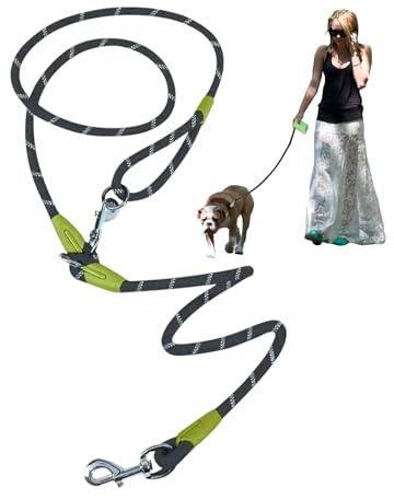 Freihandleinen Hundeleine, Joggingleine Hunde, Einstellbar Hundeleine für Große und Mittelgroße Hunde, Crossbody Hundeleine Reflektierend für Joggen und Laufen, Durchmesser 1.2 cm, Länge 250 cm