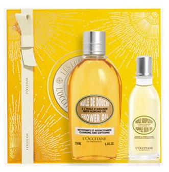 L'OCCITANE Almond Oil Collection, Nourishing Supple Skin & Shower Oil Duo for Glowing Skin, Premium & Clean Beauty Bath & Body Gift Set for All