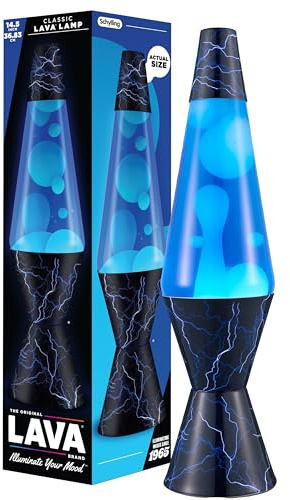 Lava Lamp - 14.5 High Voltage - The Original Motion Lamp - White Lava and Blue Liquid with Printed Base - Item #2638