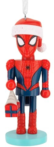 Hallmark Adorno de Cascanueces de Spiderman, decoración de árbol, Marvel, Coleccionable, Cascanueces, Rojo