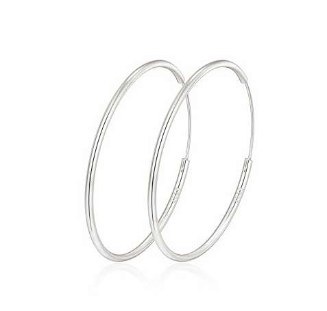 MOROTOLE Creolen Silber 925 für Damen 14 Karat Vergoldete Gold/Silber Endlos Creolenes Hypoallergene Große Ohrringe Gold Silber Creolen 30/40/50/60/70 mm