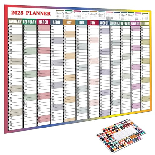 Jahreskalender 2025, Familien-Organizer, Jahresplaner, Jahreskalender 01/bis 12/Wand