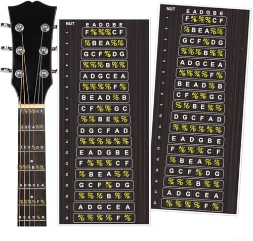 Gitarren-Griffbrett-Aufkleber mit Skalen und Noten, laminiert, abnehmbar, für Anfänger zum Lernen von Akkorden, Modi und Tasten, kompatibel mit akustischen und elektrischen Gitarren