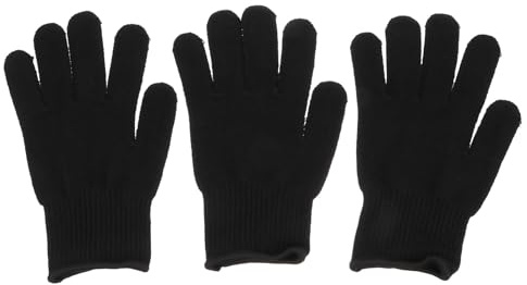 GALPADA Hitzebeständige Baumwoll Handschuhe 3 Stück pack Schwarz für Lockenstab Haarglätter Schutzhandschuhe zum Haarstyling in Friseursalon und Zuhause