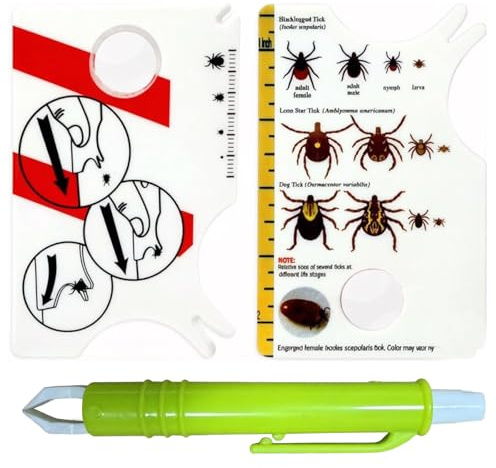ZEBKEL Kit Rimozione Zecche, 1x Carta Zecche + 1x Penna Zecche (Verde), Pinzetta Zecche per Uomo Cane Gatto