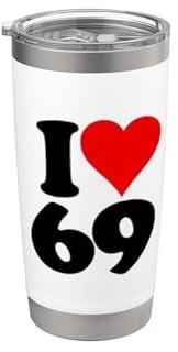 ICH LIEBE HERZ 69 NEUNUNDSECHZIG Doppelwandiger Edelstahl-Thermobecher