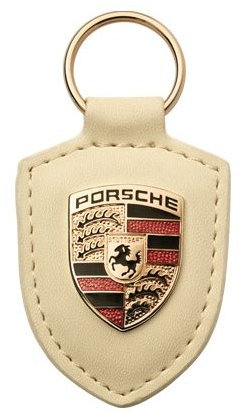 Porsche Leder Crest Schlüsselanhänger weiß