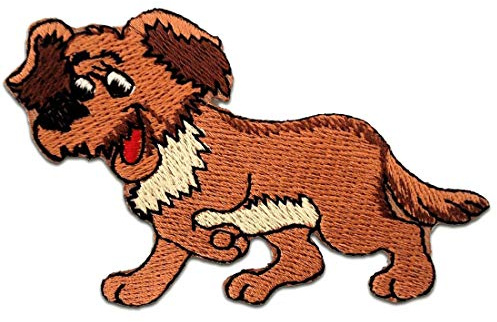 Catch the Patch Hund Aufnäher zum Aufbügeln 9,7 x 6 cm Bügelbild für Kinder Mädchen mit Lieblingstier Wild, Bügelpatch Patches Bügelflicken