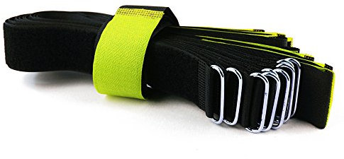 10 x Klettkabelbinder Metallöse - Klett/Flausch auf GLEICHER SEITE! - 60 cm neon/Kabelmanagement für Gewerbe, Büro, Schreibtisch, Hobby