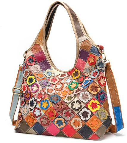 Eysee Handtasche Damen Leder-Umhängetasche Damenhandtasche Henkeltaschen Schultertasche aus echtem Leder bunt