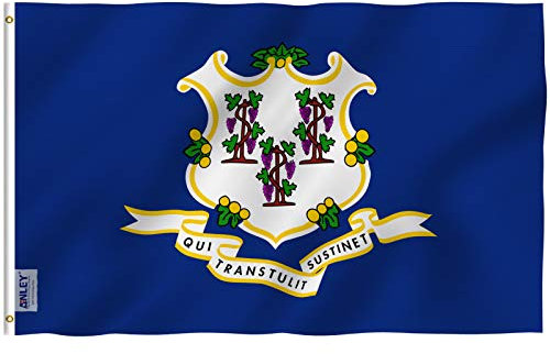 Anley Fly Breeze 3x5 Fuß Connecticut State Polyester Flagge - Lebendige Farbe und UV-beständig - Canvas Header und doppelt genäht - Connecticut CT Flags mit Messingösen 3 X 5 Ft