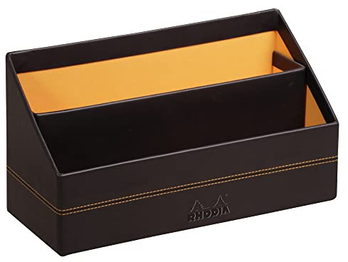 Rhodia 118846C Briefablage (mit 2 Fächern, aus italienischem Kunstleder, 20 x 10 x14 cm, ideal für Ihr Schreibtisch) schwarz